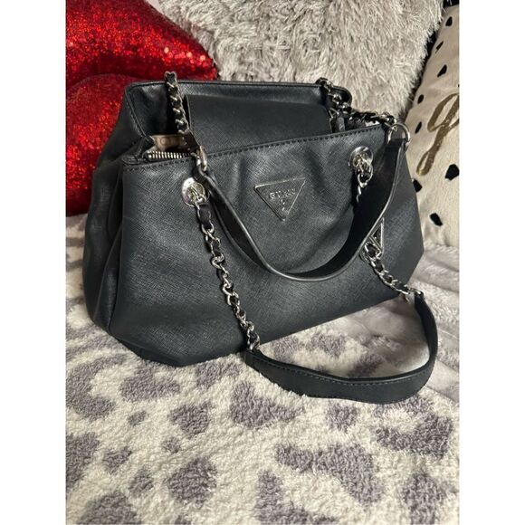 Y2k black leather chain strap handbag purse - guess - Picture 3 of 10